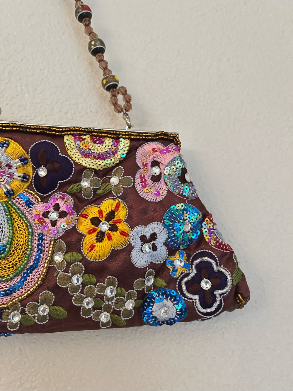Vintage Beaded Intricate Floral Embroidery Beaded Handle - Picture 4 of 11